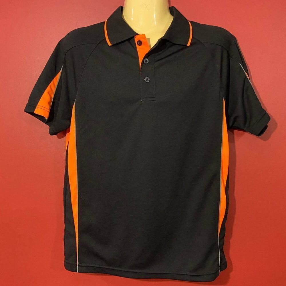 ⭐4 FOR $20⭐ ICOZ Men's Black/Orange Active Polo Shirt - Size Small